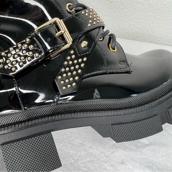 Azalea Wang One Good Reason to Stay Black Patent Strappy Boot 6 - Picture 8 of 9